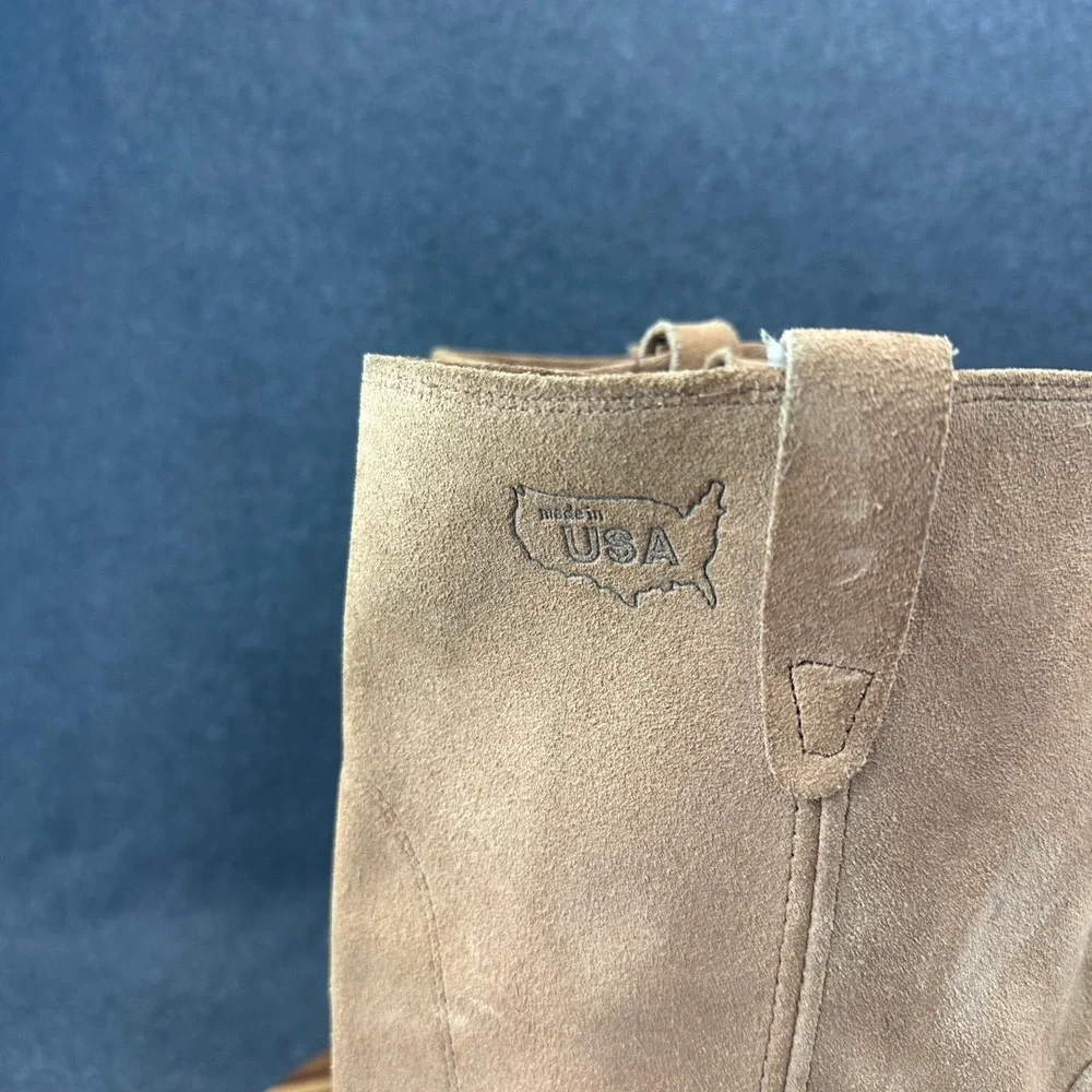 Vtg 70s Dickies Made in USA Tan Suede Cowboy Western Boots Size 11 EE